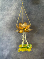 Hanging Lotus Tea Light Holder with Marigold Tassels