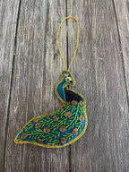 Embroidered Peacock Christmas Tree Ornament