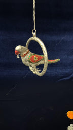 Hanging Parrot in Ring German Silver