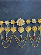 Foldable Metal & Gemstone Flower Toran