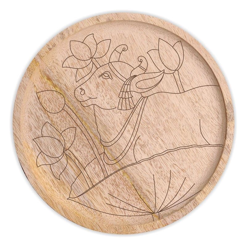 Lotus with Pichwai Cow Pre Marked Wall Plate