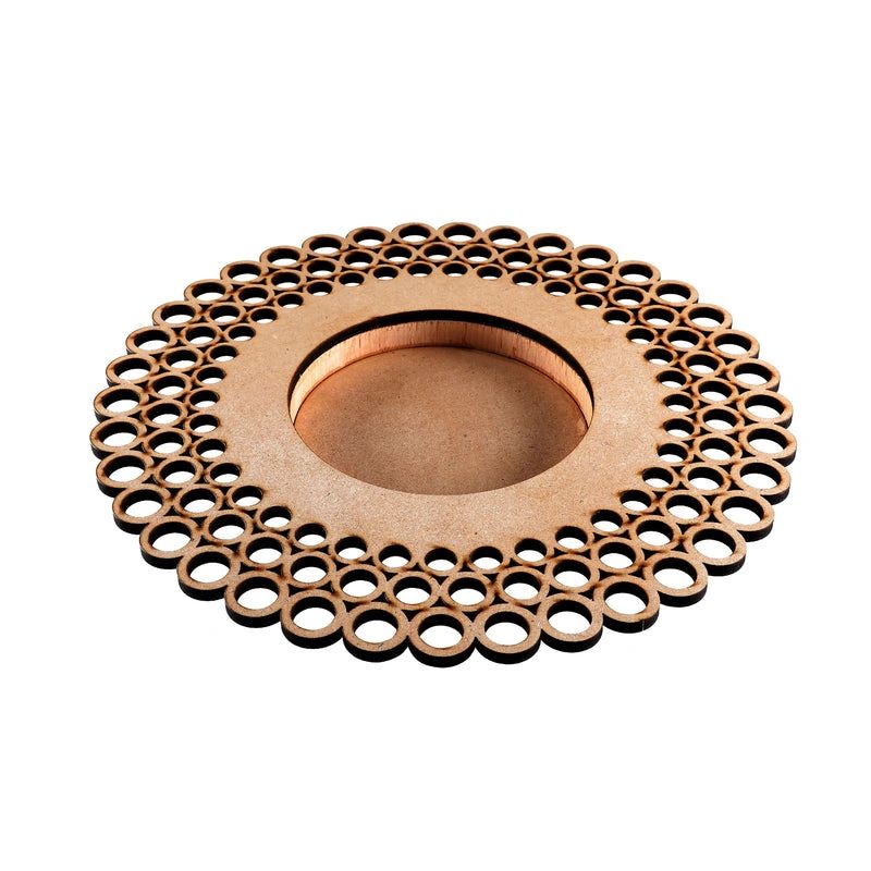Round Pattern MDF Pooja Thali Base