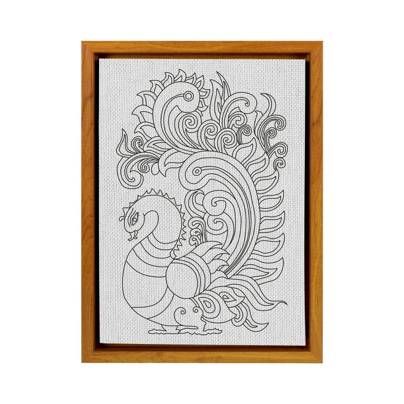 Peacock Kalamkari Art DIY Framed Canvas for Painting