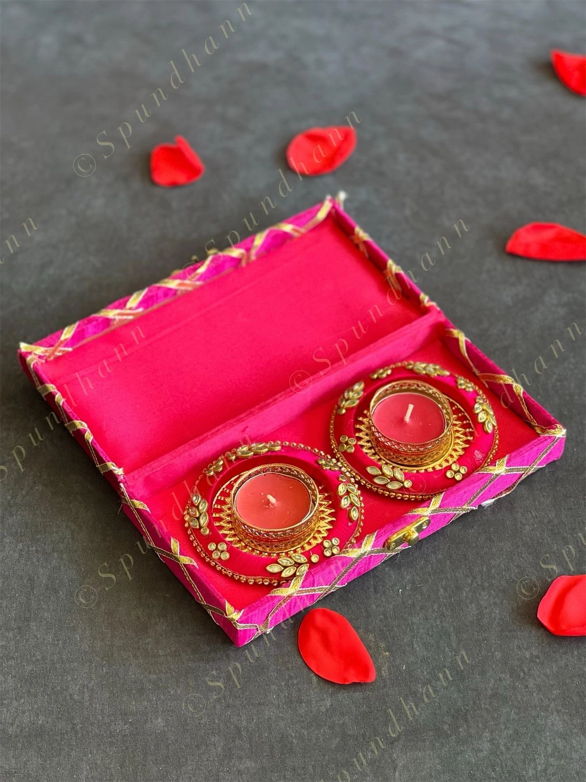 Gold Leaf Gift Boxes with Tea Light Holders