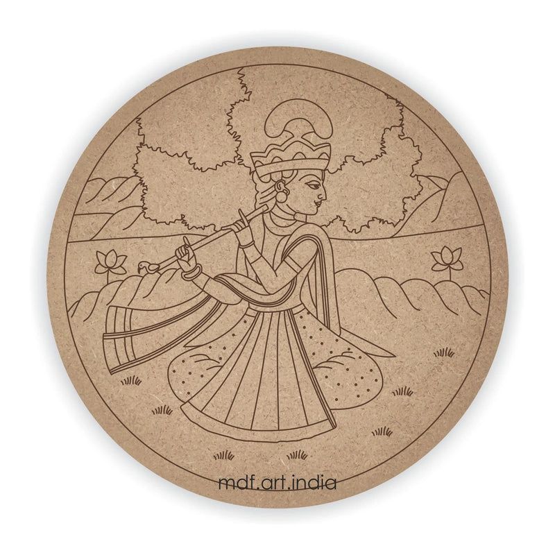 MDF Pre Marked Round Shree Krishna