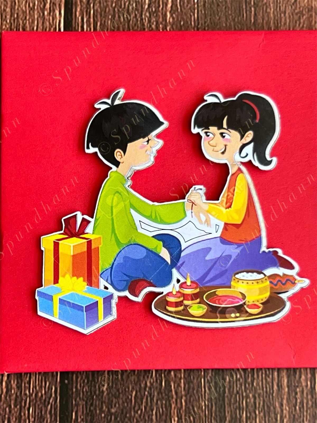 Rakhi Envelope in Red Color with Happy Wali Rakhi Writing
