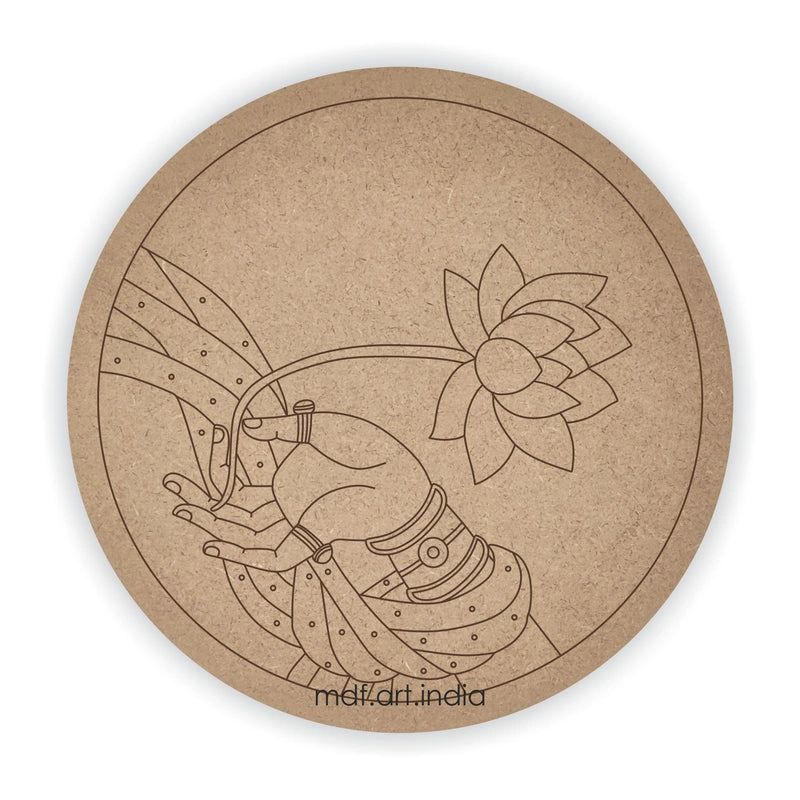 MDF Pre Marked Round Lotus with Krishna Hand