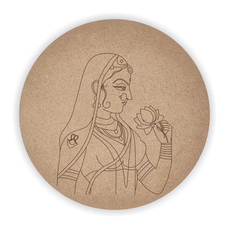 MDF Pre Marked Round Maharani with Lotus