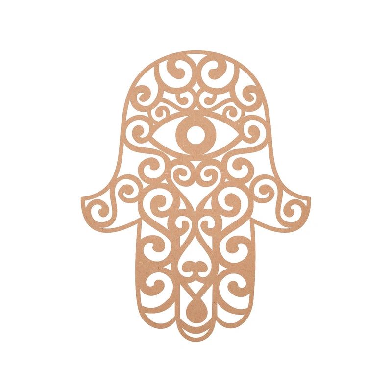 MDF Hamsa Hand Wall Hanging - 10 Inch