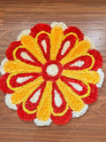 Flower Shaped Red & Yellow Rangoli Floor Mat