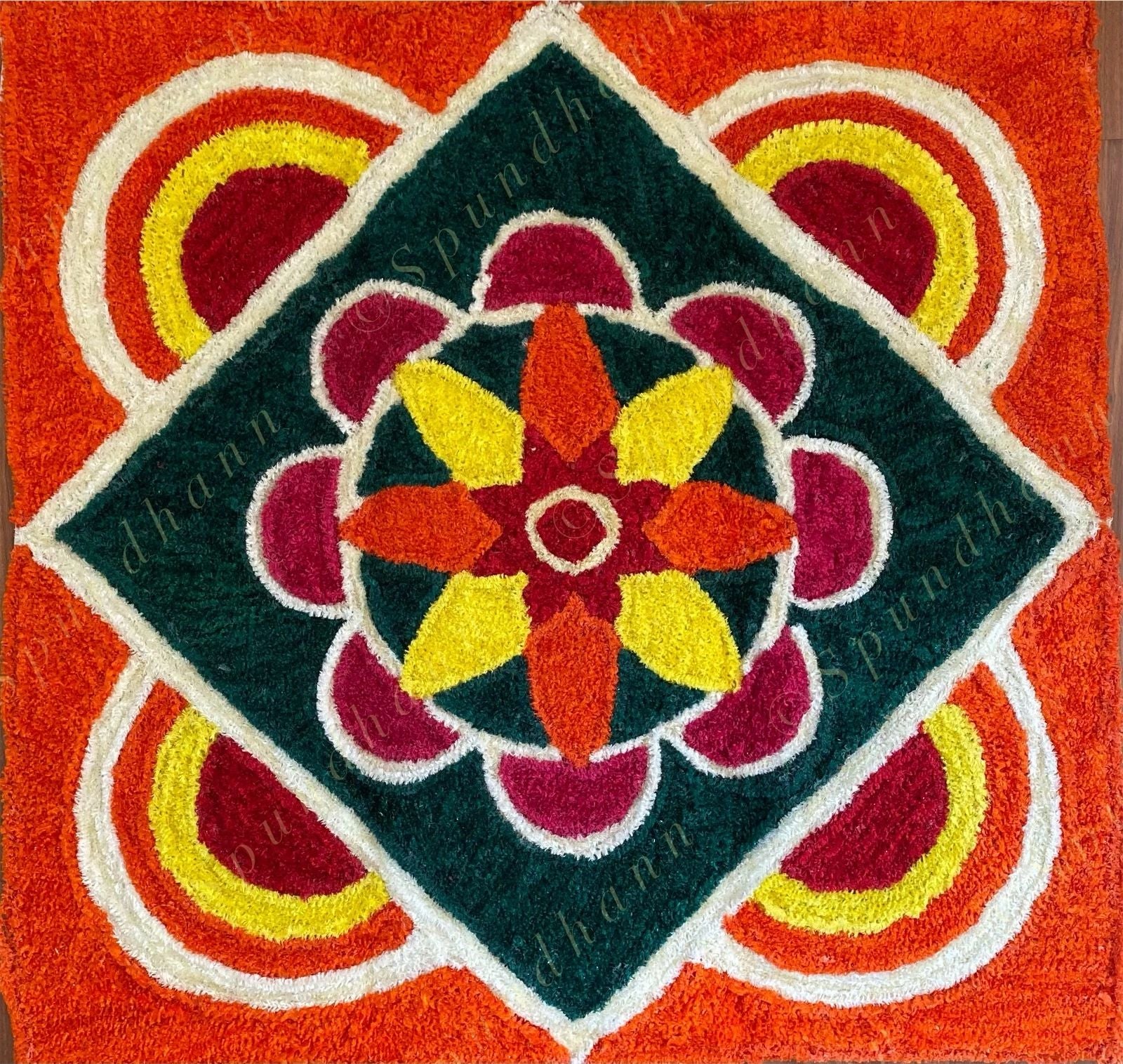 Square Floral Rangoli Mat