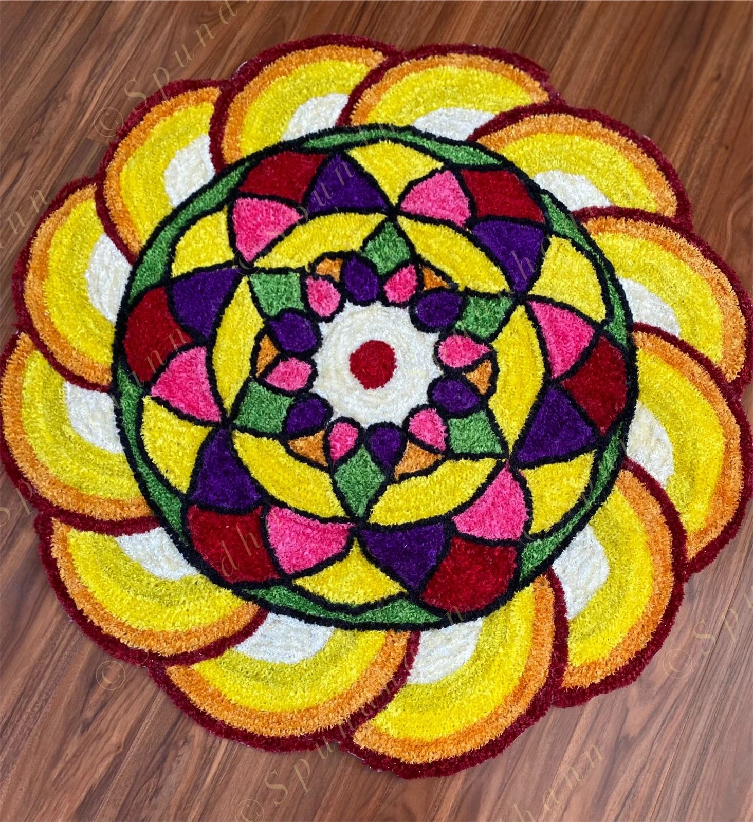 Multicolored Geometric Rangoli Floor Mat 4 ft