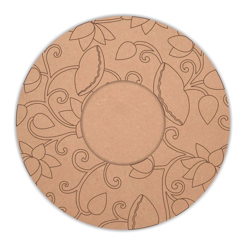 Round Pichwai Tea Light Holder MDF Pre Marked