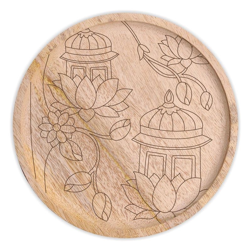 Temple with Lotus MDF Pre Marked Wall Plate