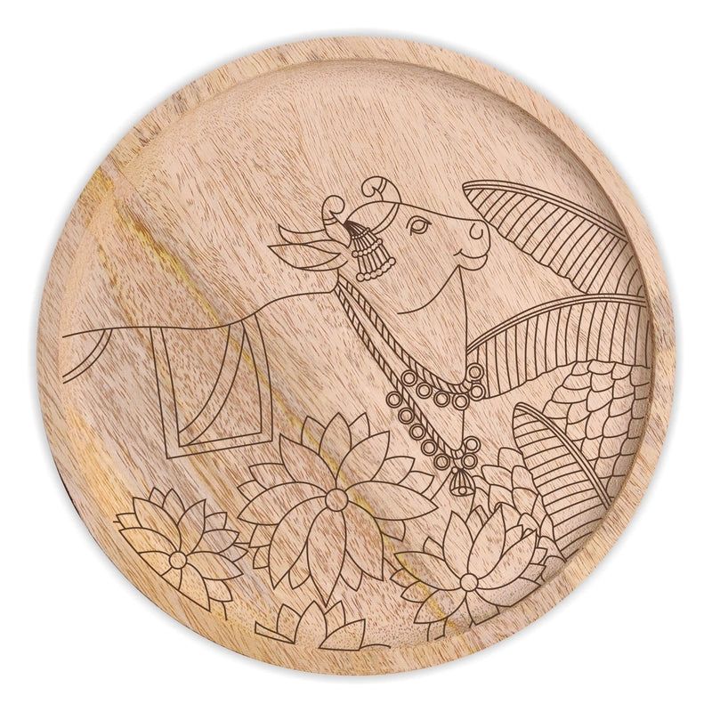 Pichwai Cow Pre Marked Wall Plate - 6 Inch
