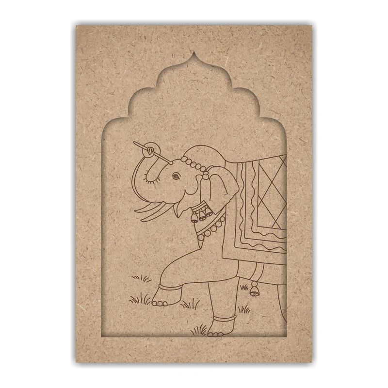Elephant Jharokha MDF Pre Marked Cutout (S)