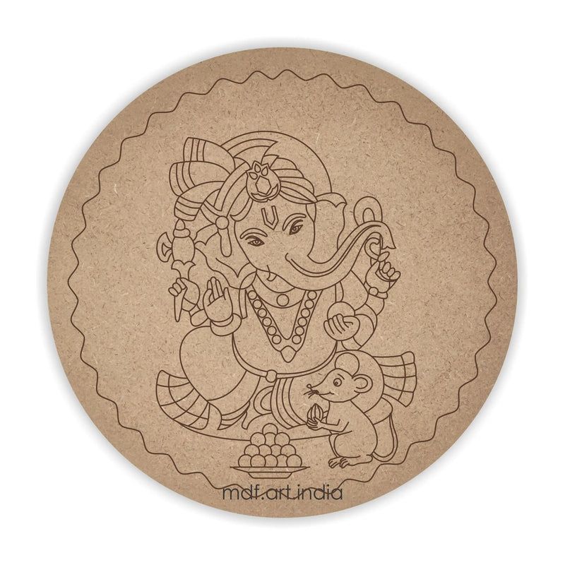 Ganesha Sitting Round MDF Pre Marked Cutout