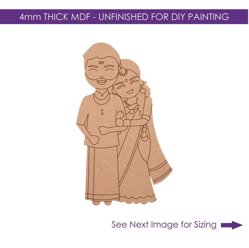 Indian Couple MDF Pre-Marked Cutouts
