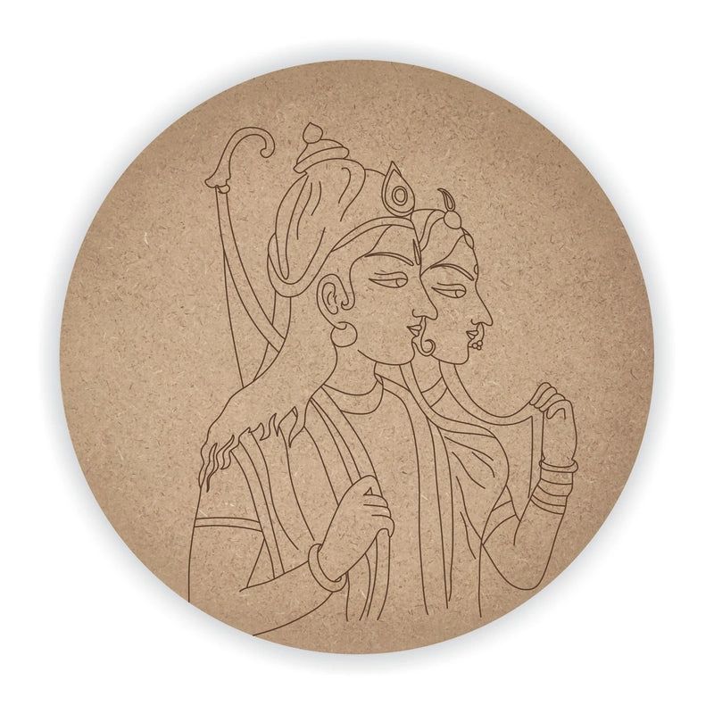 Shree Ram & Sita Round MDF Pre Marked Cutout
