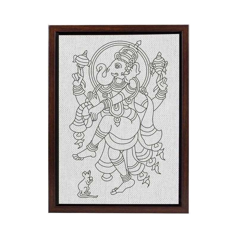 Ganapati Kalamkari Art DIY Framed Canvas Base for Painting