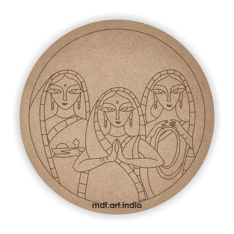 Round Namaste Ladies MDF Pre Marked Cutout