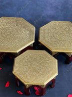Hexagon Wooden Chowki Stool