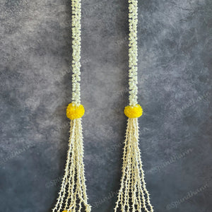 Mogra, Rajnigandha & Yellow Marigold Danglers Long Decor Strings