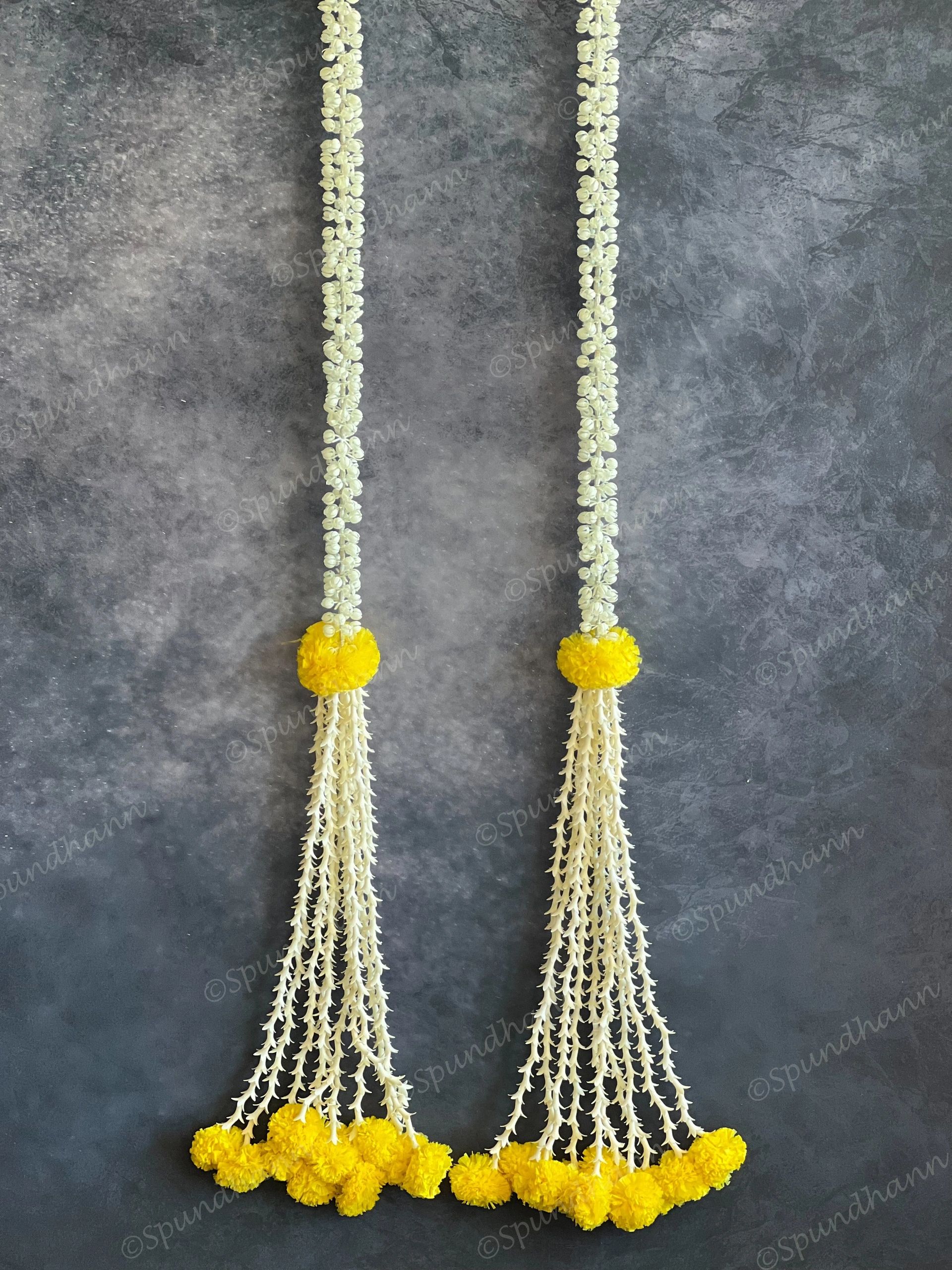 Mogra, Rajnigandha & Yellow Marigold Danglers Long Decor Strings