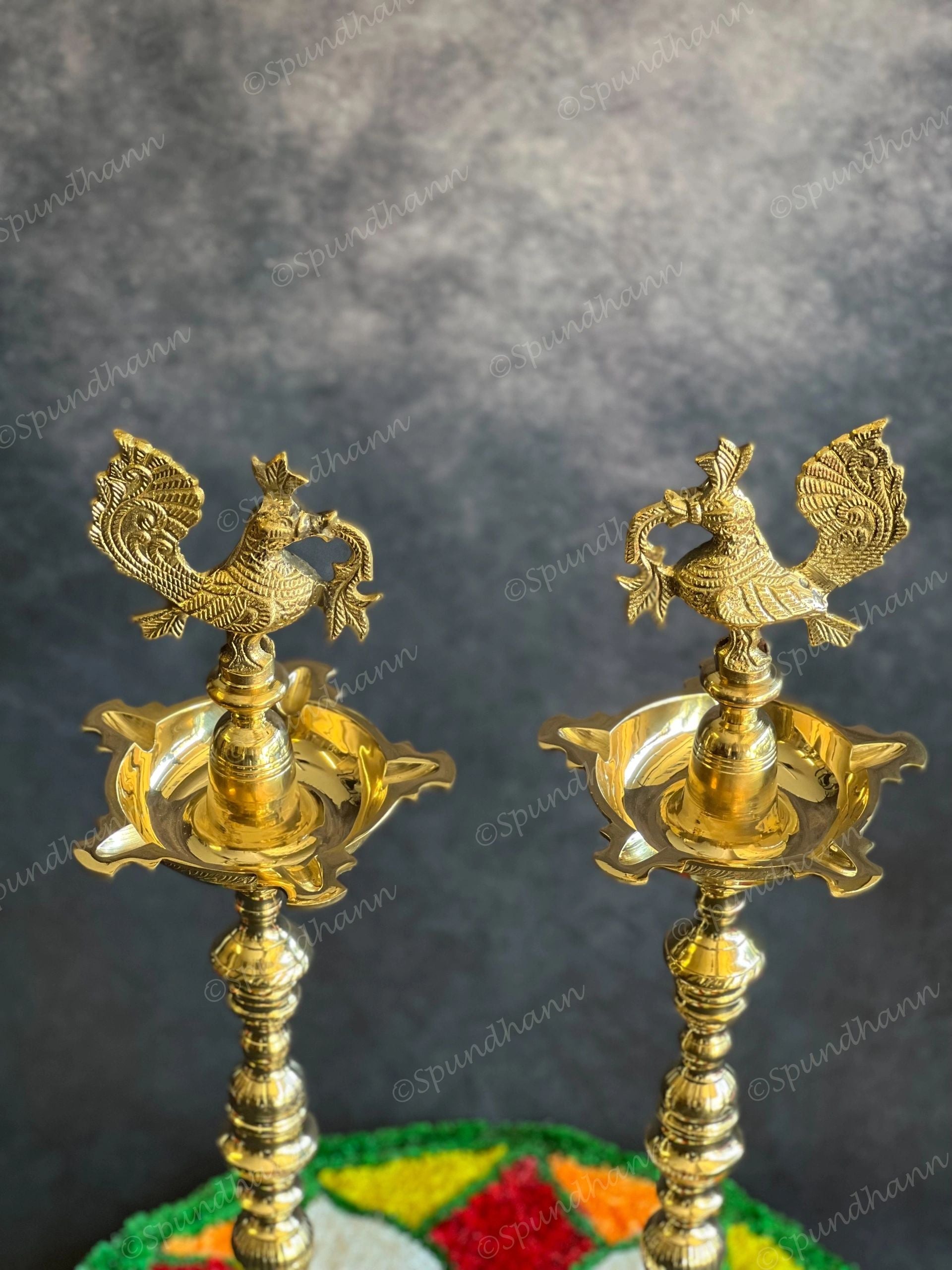 Fancy Peacock Brass Lamp