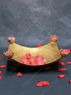 Square Metal Platter with 4 Tea Light Holders on Edges
