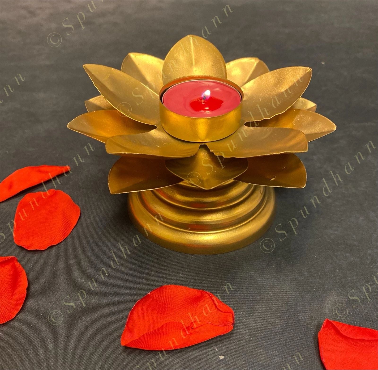 Designer Standing Lotus Tea Light Holder Pair