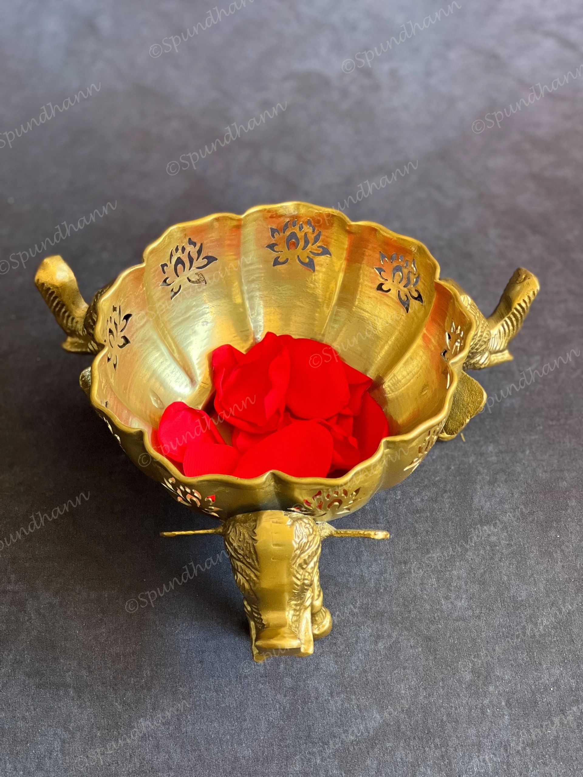 Lotus Cutwork Bowl with Elephant Stands