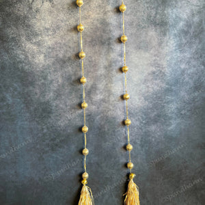 Golden Gota Balls & Tassels Long Dangler Strings Set of 2