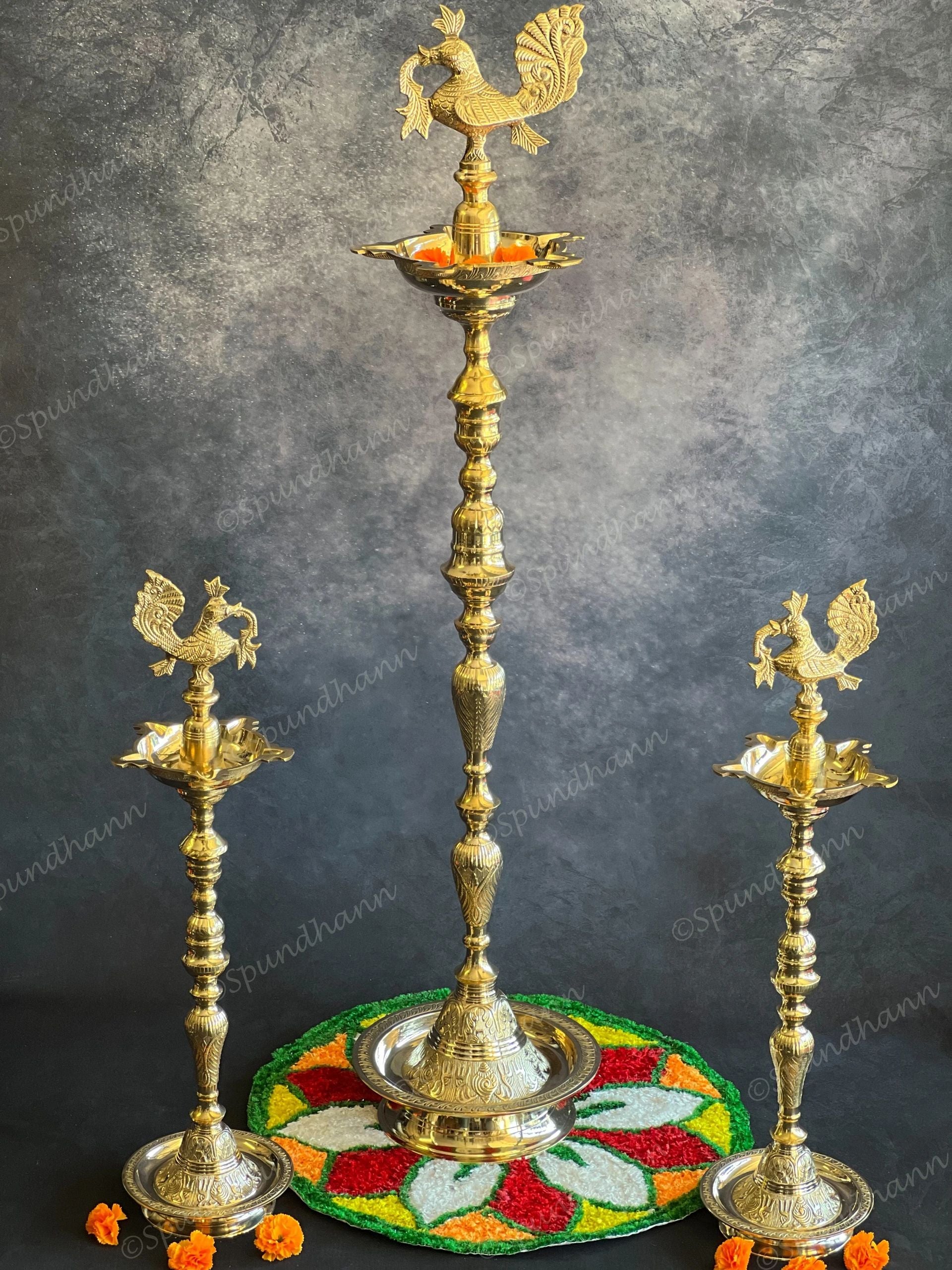 Fancy Peacock Brass Lamp