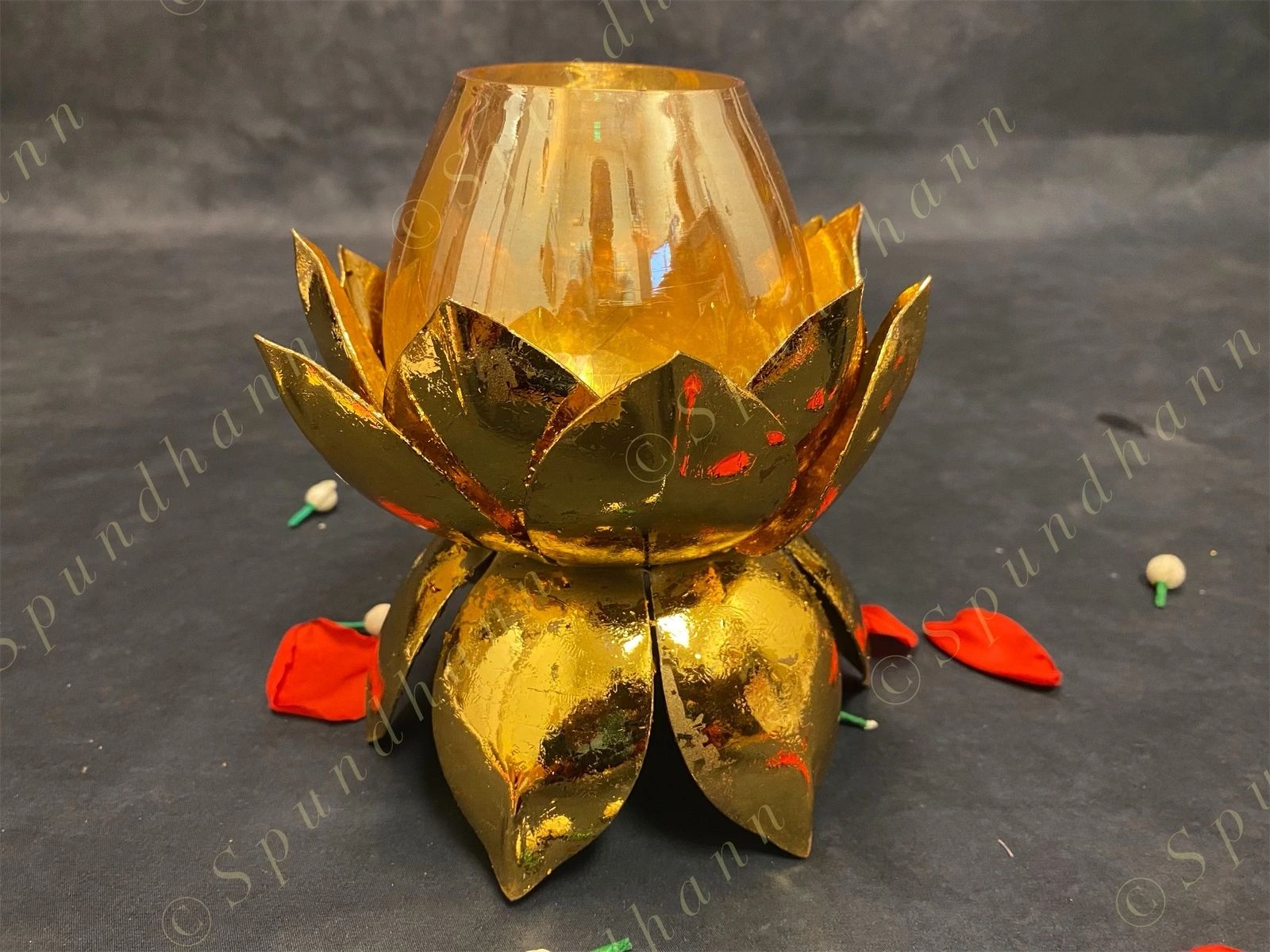 Medium Size Lotus with Glass Tea Light Candle Holder