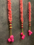 Pink Chameli & Lotus Bud with Pearl & pom pom