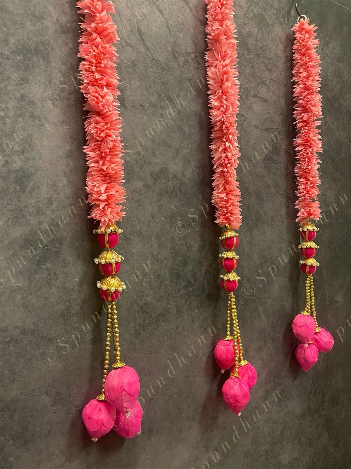 Pink Chameli & Lotus Bud with Pearl & pom pom