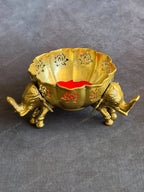 Lotus Cutwork Bowl with Elephant Stands