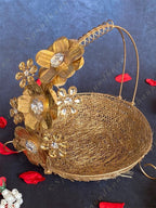 Golden Flower Studded Fruit Basket