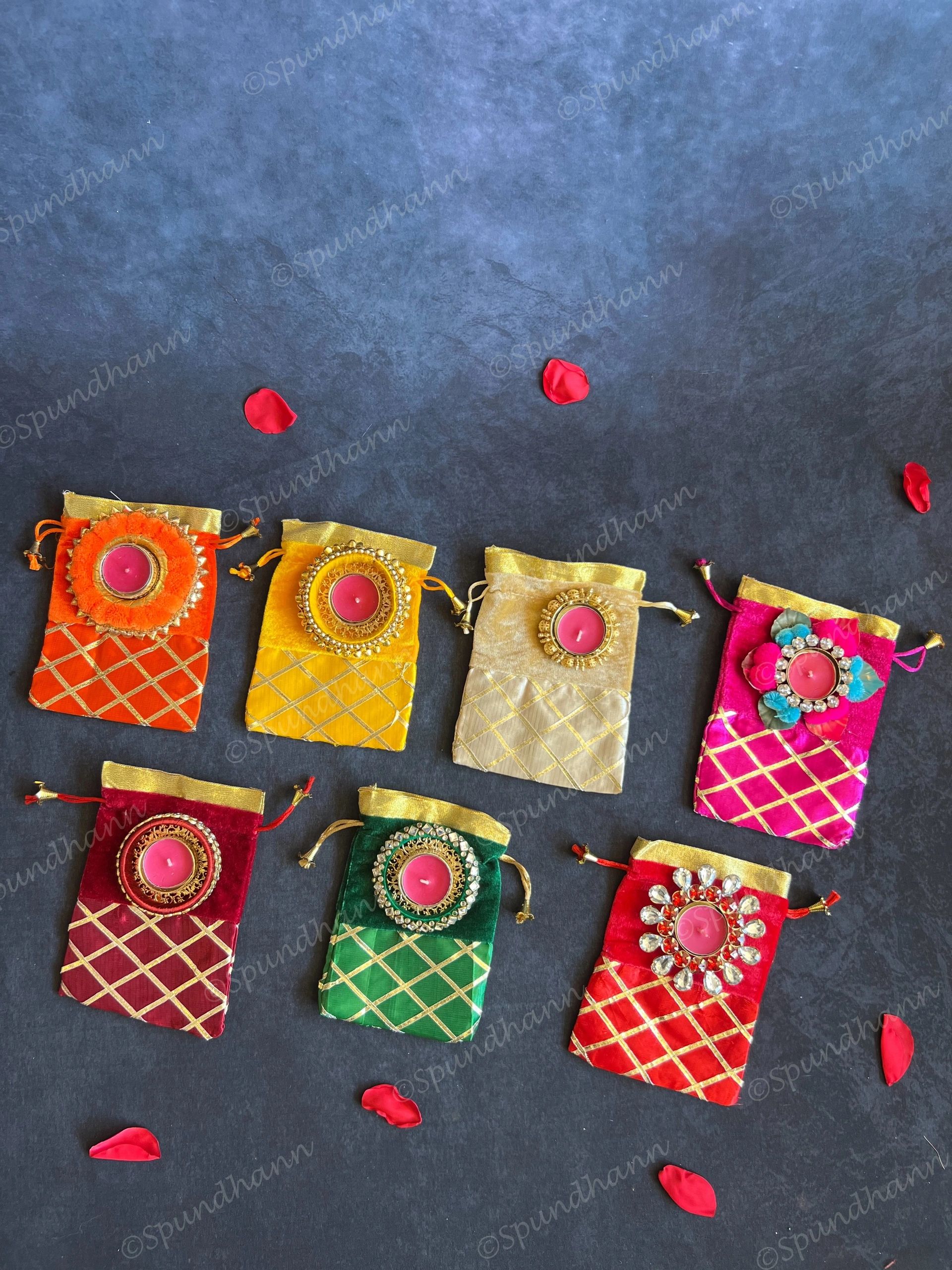 Criss Cross Gift Bags with $5 Tea Light Holder