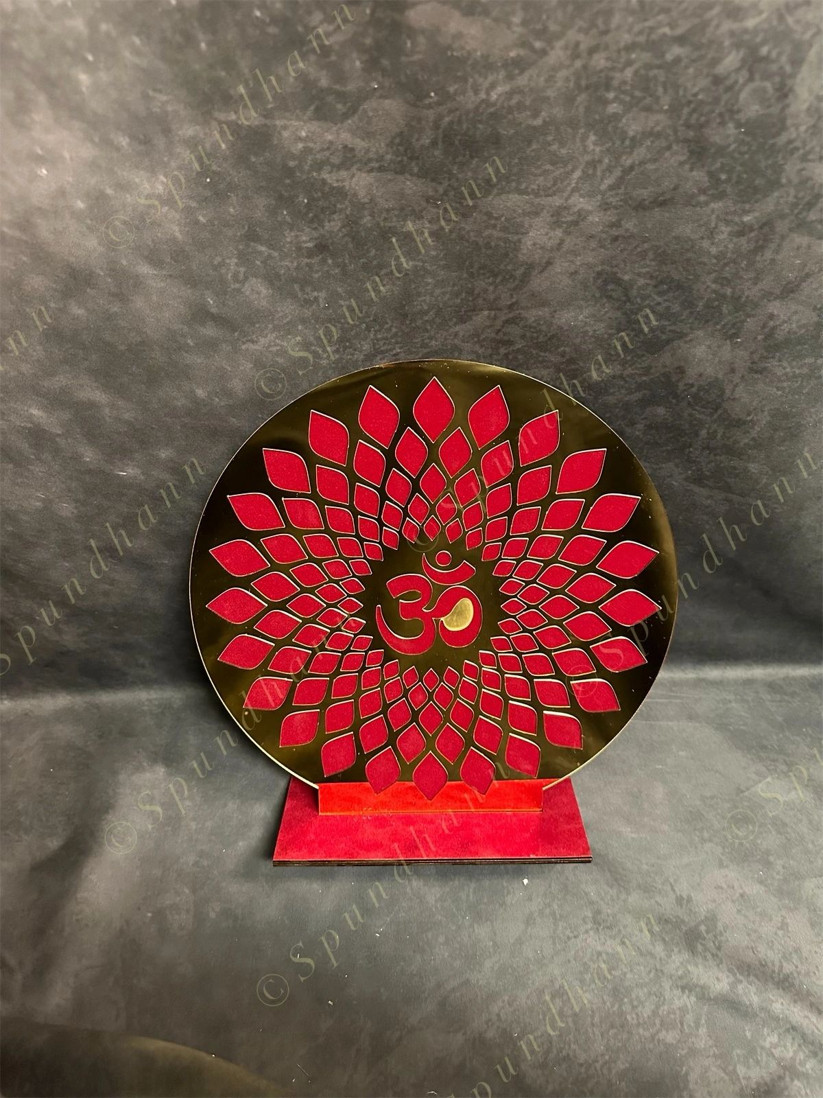 Golden Om MDF cutout With Velvet Background