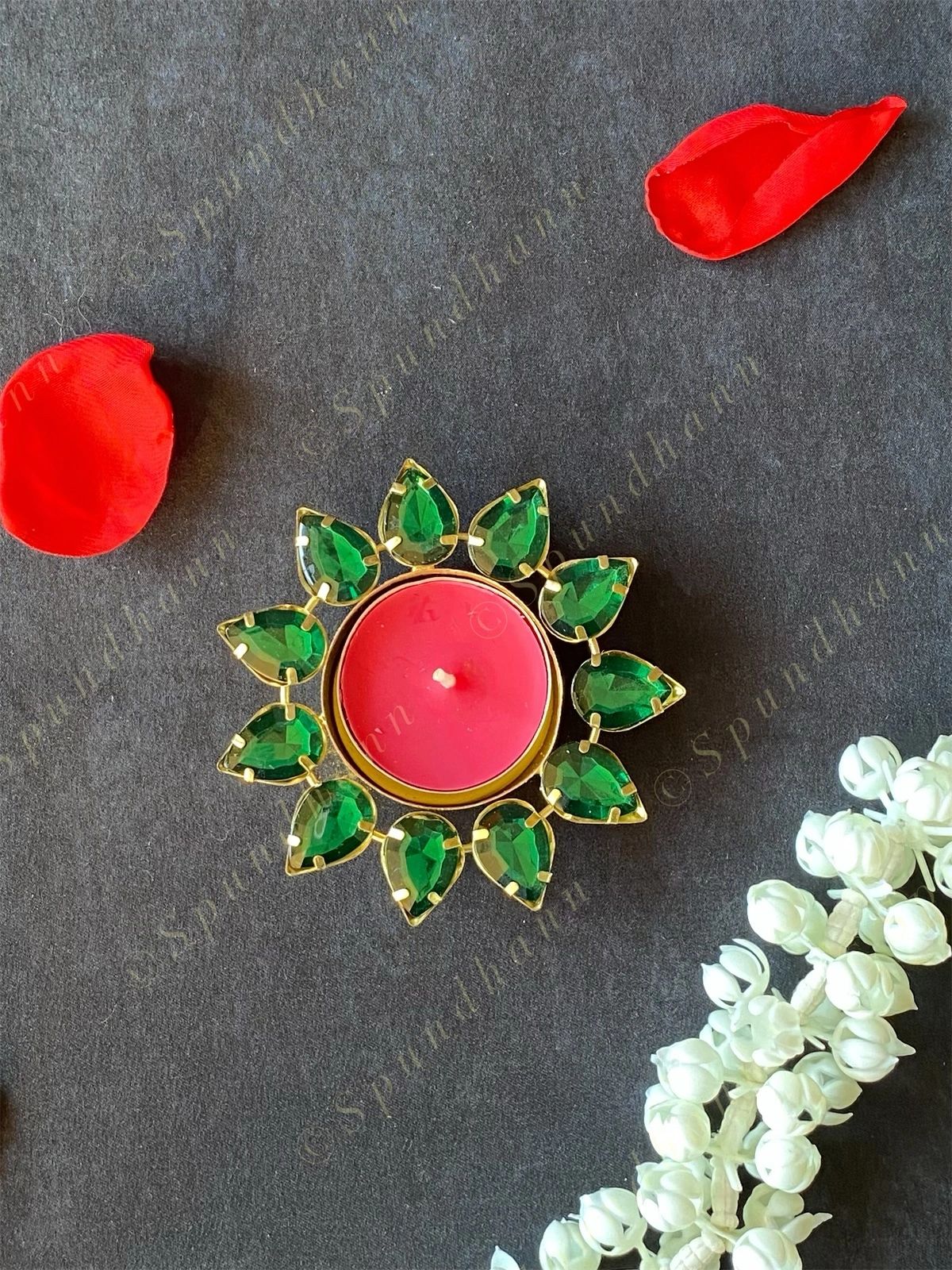 Gemstone Studded Tea Light Holder