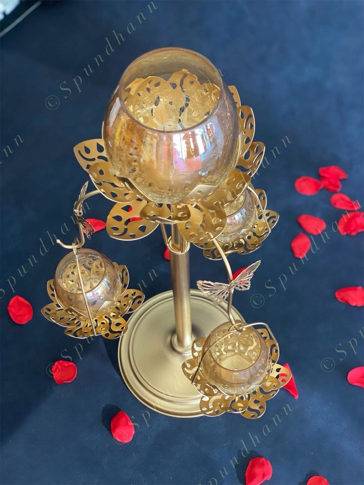 Butterfly Standing Tea Light with 3 Hanging Lanterns