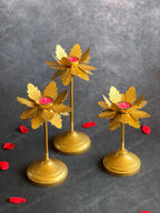 Open Petal Floral Standing Tea Light Holder Set of 3