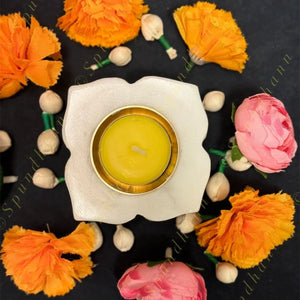 4 Pointed Petals Marble Flower Shape Diya