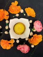4 Pointed Petals Marble Flower Shape Diya
