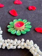 Red & Green Gemstone Studded Tea Light Holder