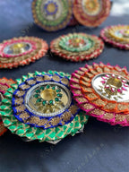 Multicolored Frilled Edge Tea Light Holders