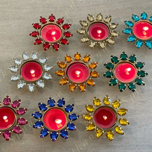 Gemstone Studded Tea Light Holder