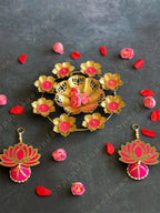 Small Lotus Rangoli Urli with Tea Light Holders